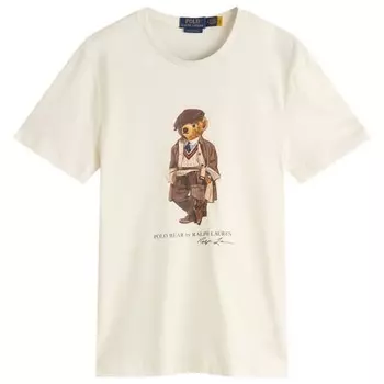 Футболка с изображением медведя Heritage Polo Ralph Lauren, цвет deckwash white