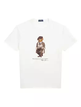 Футболка с изображением медведя поло Polo Ralph Lauren, белый