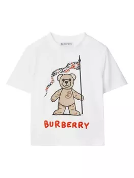 Футболка с изображением медведя Томаса Burberry Kids, белый