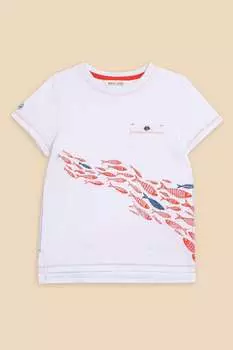 Футболка с изображением мелкой рыбы White Stuff, белый