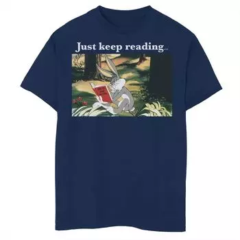 Футболка с изображением мема Looney Tunes Bugs Bunny Just Keep Reading для мальчиков 8–20 лет и хаски Licensed Character