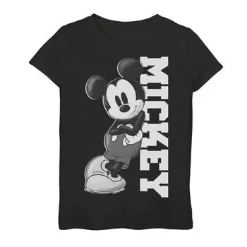 Футболка с изображением Микки Мауса Disney для девочек 7–16 лет, опирающаяся на имя Disney