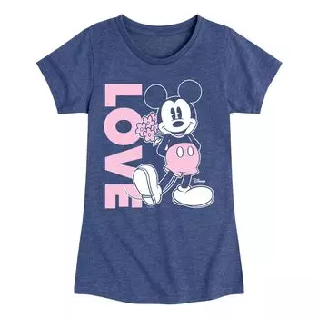 Футболка с изображением Микки Мауса Disney для девочек 7–16 лет с рисунком Love Licensed Character, синий