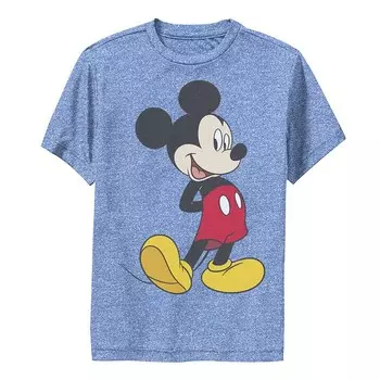 Футболка с изображением Микки Мауса Disney's для мальчиков 8–20 лет с изображением улыбающейся позы Licensed Character, цвет Royal Heather
