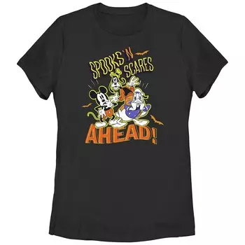 Футболка с изображением Микки Мауса и друзей Диснея пугает и пугает юниоров Disney, черный