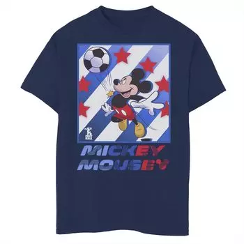 Футболка с изображением Микки Мауса и друзей Disney для мальчиков 8–20 лет, Футбол, США Licensed Character, синий