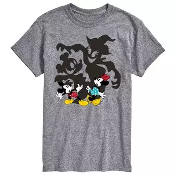 Футболка с изображением Микки Мауса и друзей Disney's Big & Tall Mickey Minnie Scared Shadows Licensed Character, серый