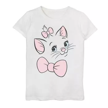 Футболка с изображением милого котенка Disney's The Aristocats для девочек 7–16 лет Мари, белый