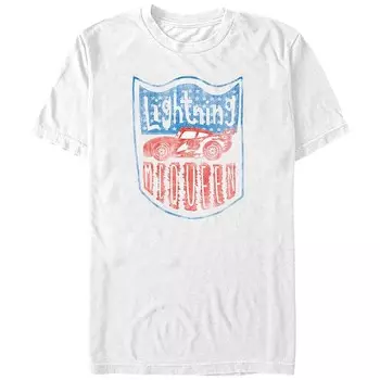 Футболка с изображением Молнии МакТачки Диснея и Пиксара, значок Королевы Америки, большая и высокая футболка Disney / Pixar, белый