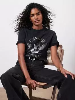 Футболка с изображением нэшвилла Mint Velvet, цвет Grey/White