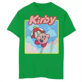 Футболка с изображением Nintendo Kirby Flying With Umbrella для мальчиков 8–20 лет Licensed Character