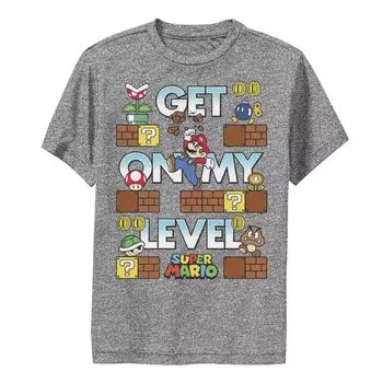 Футболка с изображением Nintendo Super Mario Get On My Level для мальчиков 8–20 лет, игра, игра Licensed Character