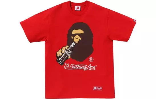 Футболка с изображением обезьяны BAPE X Coca-Cola A Bathing Ape, черный