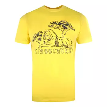 Футболка с изображением отдыхающего льва Cavalli Class, желтый