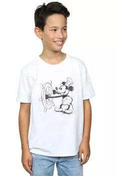 Футболка с изображением парохода Микки Мауса Disney, белый