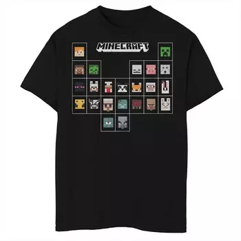 Футболка с изображением периодической таблицы персонажей Minecraft для мальчиков Licensed Character, черный