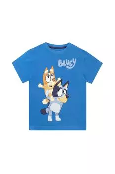 Футболка с изображением персонажа из хлопка с короткими рукавами, полученного из ответственных источников Bluey, синий