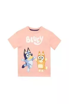 Футболка с изображением персонажа из хлопка с короткими рукавами, полученного из ответственных источников Bluey, розовый