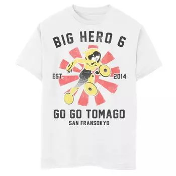 Футболка с изображением плаката Disney's Big Hero 6 для мальчиков 8–20 лет Go Go Tomago Disney, белый