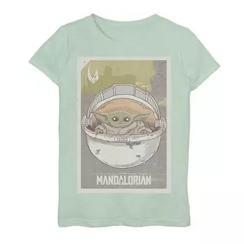Футболка с изображением плаката «Мандалорец» для девочек 7–16 лет, он же Малыш Йода Star Wars, светло-зеленый
