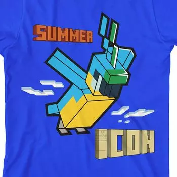 Футболка с изображением попугая Minecraft для мальчиков 8–20 лет и летней иконкой Licensed Character