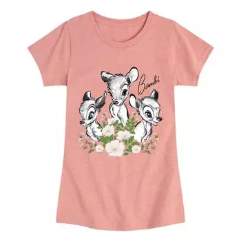 Футболка с изображением портрета Disney's Bambi для девочек 7–16 лет Licensed Character, розовый