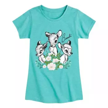 Футболка с изображением портрета Disney's Bambi для девочек 7–16 лет Licensed Character, синий