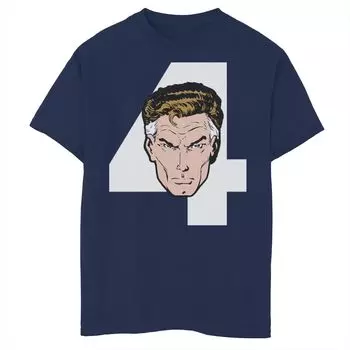 Футболка с изображением портрета и цифрами Marvel Mr. Fantastic для мальчиков 8–20 лет Licensed Character, синий