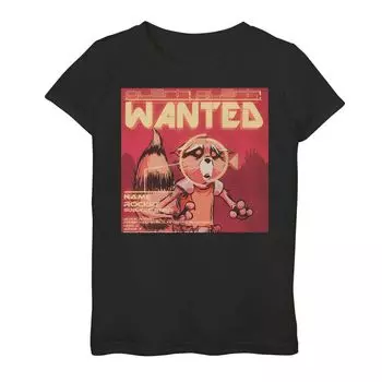 Футболка с изображением портрета и графикой Marvel Rocket Wanted для девочек 7–16 лет Marvel