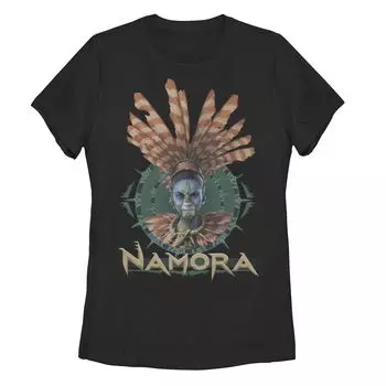 Футболка с изображением портрета и портрета в центре «Marvel Black Panther: Wakanda Forever Namora Circle» для юниоров Licensed Character, черный