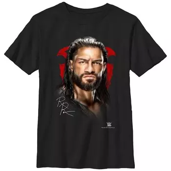 Футболка с изображением портрета и портрета WWE Roman Reigns для мальчиков Licensed Character, черный