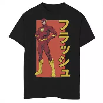 Футболка с изображением портрета и жирным шрифтом кандзи DC Comics The Flash для мальчиков 8–20 лет Licensed Character