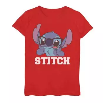 Футболка с изображением портрета Nerdy Stitch для девочек 7–16 лет Disney's Lilo & Stitch Licensed Character