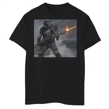 Футболка с изображением портрета огня Мандо «Звездные войны» для мальчиков 8–20 лет Star Wars, черный