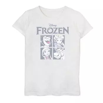 Футболка с изображением портретной сетки персонажей Disney's Frozen Girls 7–16 лет Licensed Character, белый