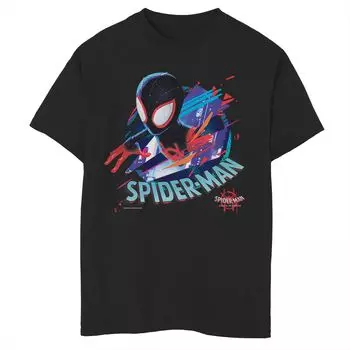 Футболка с изображением потрескавшегося паука Marvel Spider-Verse для мальчиков 8–20 лет Licensed Character