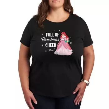Футболка с изображением принцессы Ариэль и рождественского настроения Disney, черный