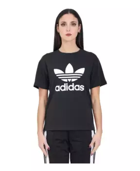 Футболка с изображением S трилистника Adidas Originals, черный