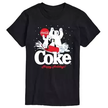 Футболка с изображением санок Big & Tall Coca-Cola Happy Holidays Licensed Character, черный
