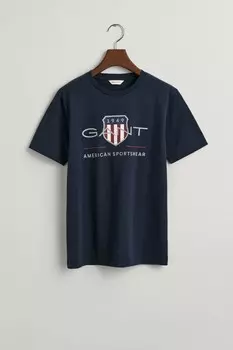 Футболка с изображением щита для подростков Gant, черный