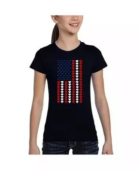 Футболка с изображением сердца и флагом Word Art для девочек La Pop Art, синий