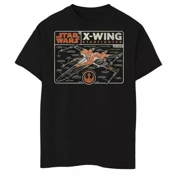 Футболка с изображением схемы X-Wing для мальчиков 8–20 лет «Звездные войны: Скайуокер. Восхождение» Licensed Character