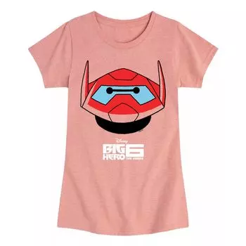 Футболка с изображением шлема Baymax для девочек 7–16 лет Disney/Pixar's Big Hero 6 Licensed Character, розовый