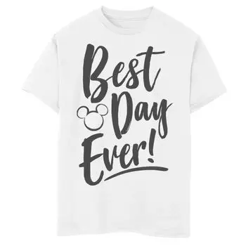 Футболка с изображением силуэта Микки Хэда Walt Disney World для мальчиков 8–20 лет Best Day Every Disney, белый