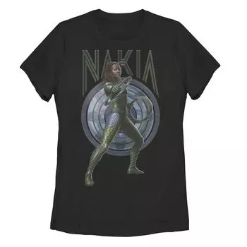 Футболка с изображением синего щита Marvel Black Panther: Wakanda Forever Nakia для юниоров Licensed Character, черный