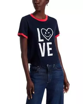 Футболка с изображением смайлика и звонаря Love Heart Cinq Sept, синий