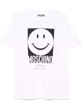 Футболка с изображением смайлика Moschino, белый