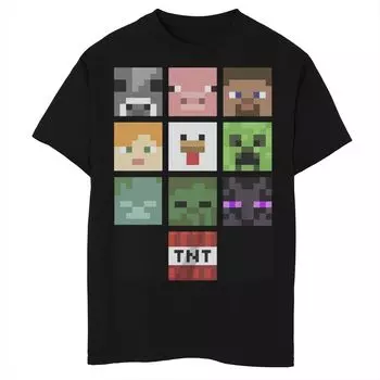 Футболка с изображением TNT и пиксельными персонажами Minecraft для мальчиков 8–20 лет Licensed Character
