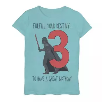 Футболка с изображением третьего дня рождения Вейдера для девочек 7–16 лет Star Wars