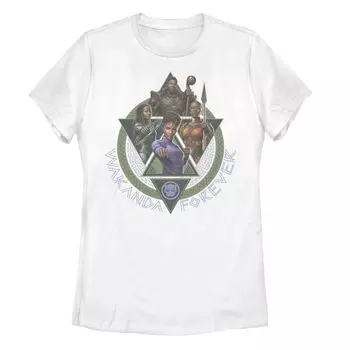 Футболка с изображением треугольников и портретом для юниоров Marvel Black Panther: Wakanda Forever Squad Licensed Character, белый